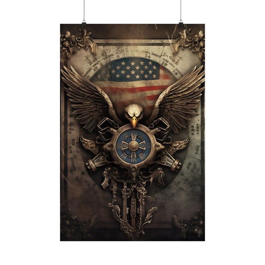 Vintage Eagle and Gears Poster | Timeless Americana Wall Art 🦅 🇺🇸